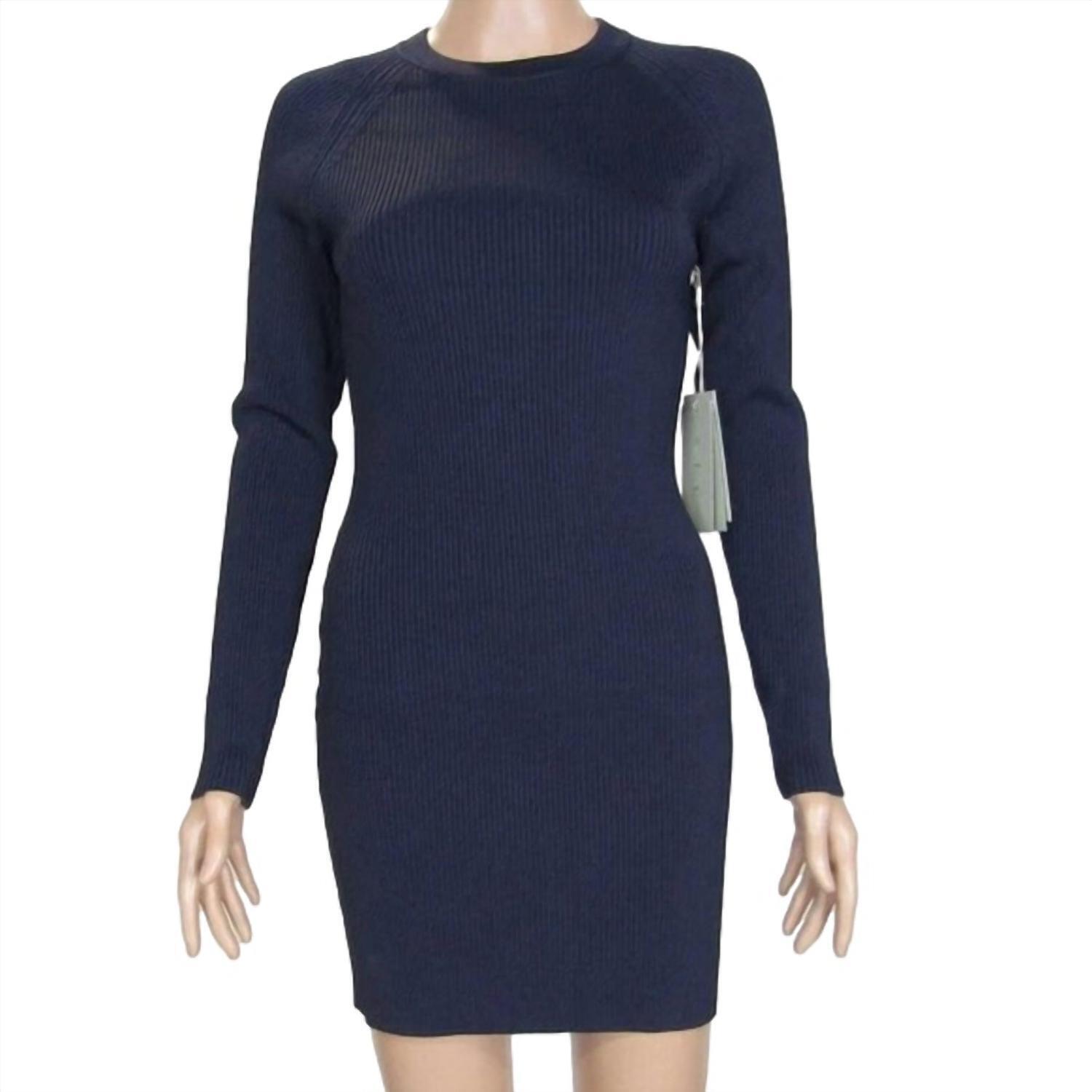 New A.L.C. Women's Stretch Ribbed Long Sleeve Mini Dress In Navy